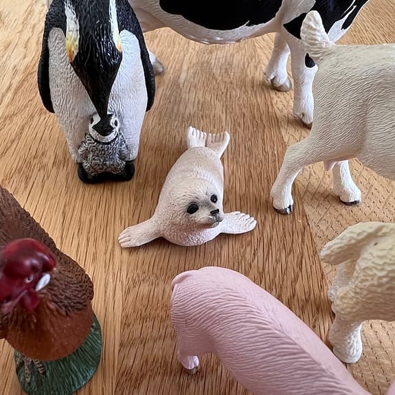 Schleich djurfigurer lot – ko, get, lamm, sälunge m.m. – nyskick