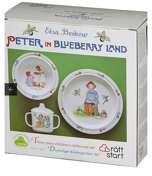 Rörstrand Elsa Beskow barnservis Peter i Blåbärsskogen 5 delar