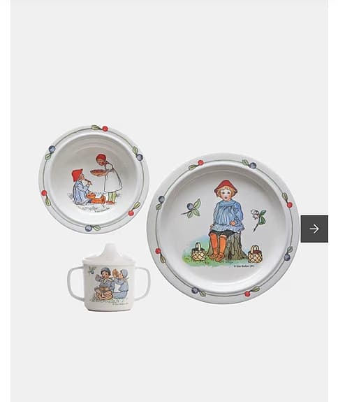 Rörstrand Elsa Beskow barnservis Peter i Blåbärsskogen 5 delar