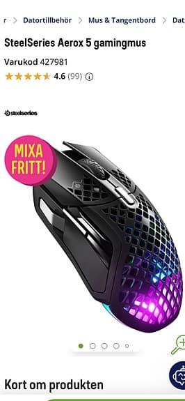 SteelSeries gamingmus svart RGB
