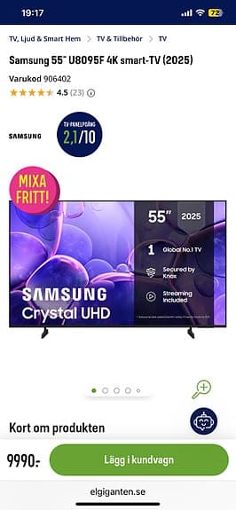 Ny Samsung Crystal UHD 55" TV