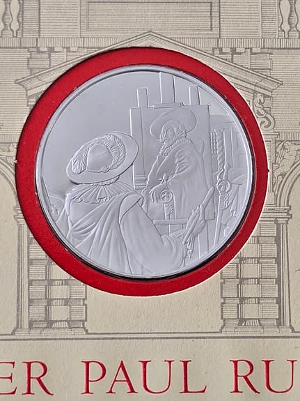 2 silvermynt 925/1000 med motiv Pieter Paul Rubens och flygplan