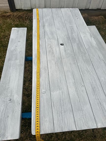 Picknickbord med bänkar vit/blå för barn