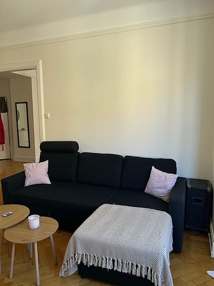 Svart bäddsoffa
