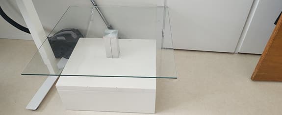 Soffbord glas/vitt trä