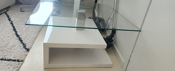 Soffbord glas/vitt trä