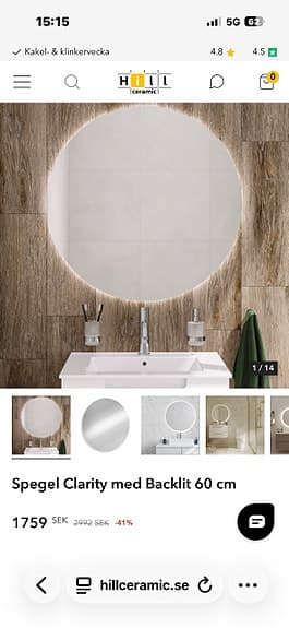 Spegel Clarity med backlit 60 cm