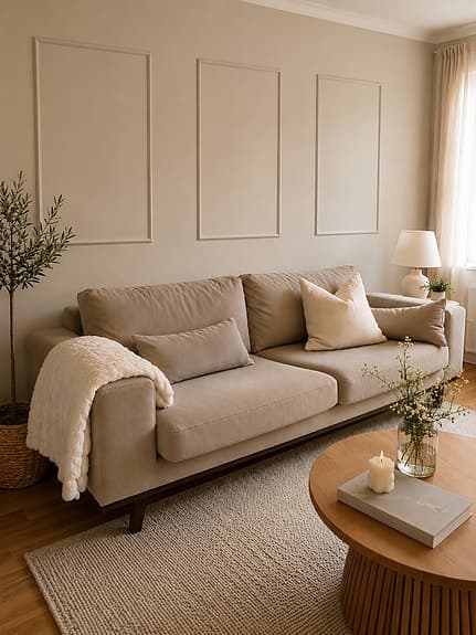 3-SITS SAMMET SOFFA I GREIGE + FOTÖLJ