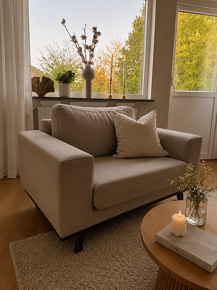 3-SITS SAMMET SOFFA I GREIGE + FOTÖLJ