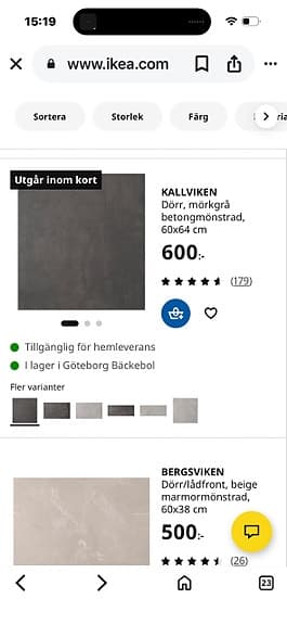 IKEA Bestå dörr 60x64 cm mörkgrå betongmönstrad