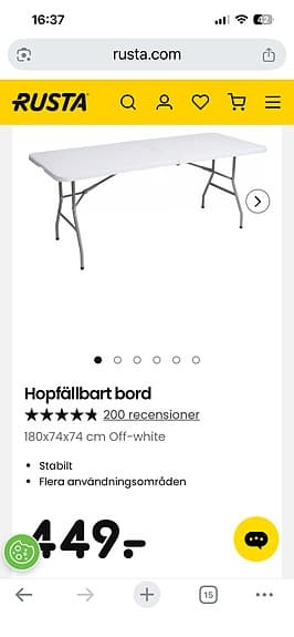 Hopfällbart bord
