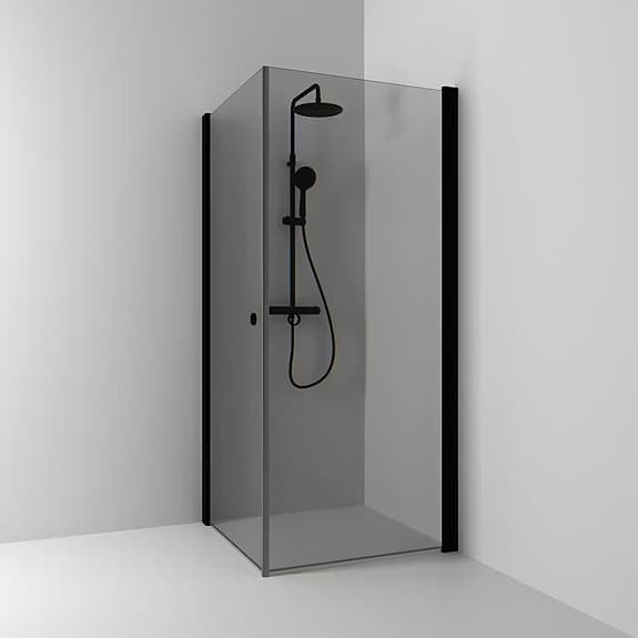 Svedbergs Skoga duschhörna 90x90 svart/rökfärgat glas