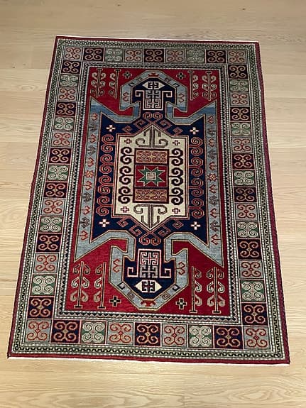 Matta orientalisk mönstrad röd blå