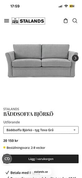 Björkö bäddsoffa