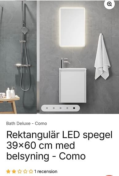 Bath Deluxe Como rektangulär LED-spegel 39x60 cm