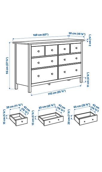 IKEA byrå grå med 8 lådor