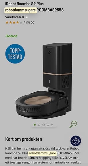 iRobot robotdammsugare med laddstation svart