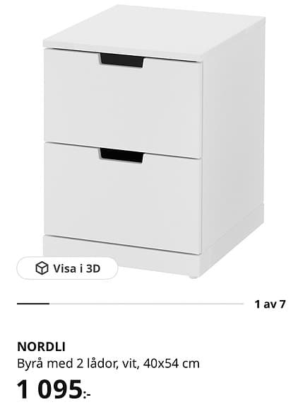 IKEA NORDLI byrå med 2 lådor ny i kartong
