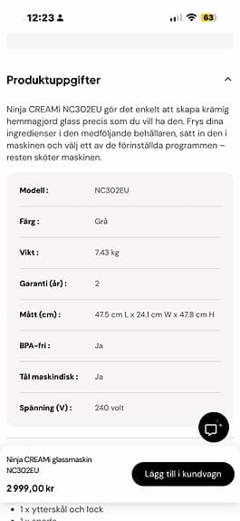Ninja NC300EU glassmaskin grå