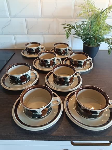 Arabia Ruija kaffe/tekoppar med fat