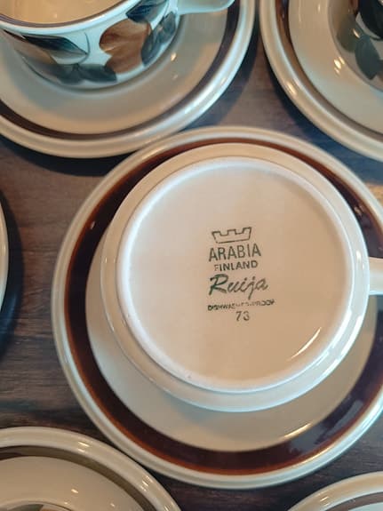 Arabia Ruija kaffe/tekoppar med fat