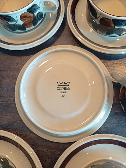 Arabia Ruija kaffe/tekoppar med fat