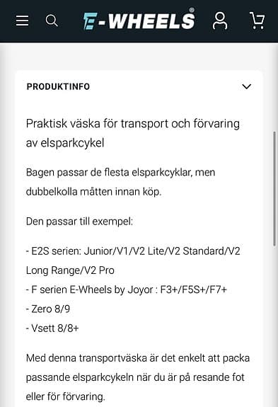 Bag till elsparkcykel (oanvänd)
