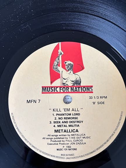 Metallica Kill ’Em All vinyl LP