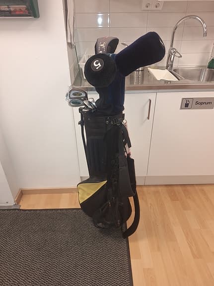 Golfbag med klubbor och headcovers