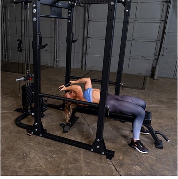 Body-Solid power rack med kabeldrag och träningsbänk