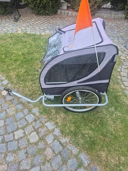 Cykelvagn grå/svart för hund eller andra husdjur