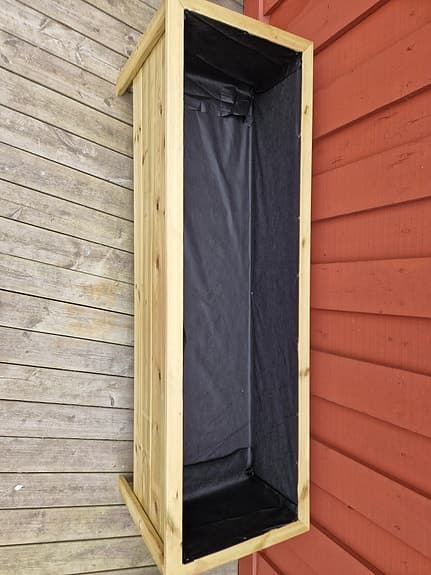 Trälåda / odlingslåda med plastinsats 165x55x50