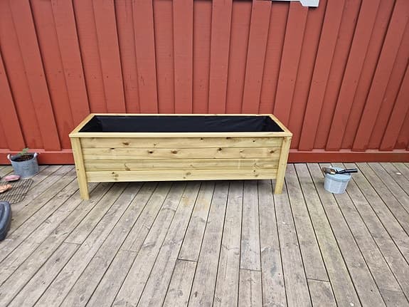 Trälåda / odlingslåda med plastinsats 165x55x50