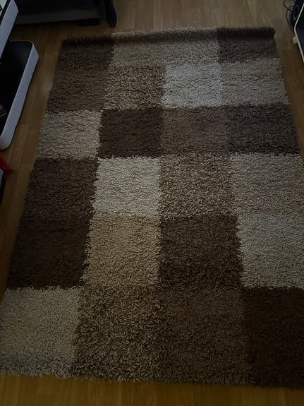 Ryamatta rutmönstrad brun/beige