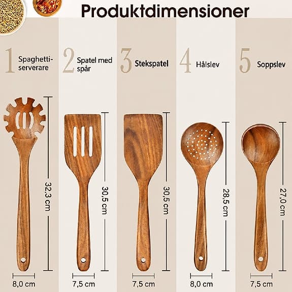 Praktiska Köksset i Trä (5 Stycken)