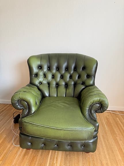 Centurion Furniture soffgrupp läder 3-sits soffa och 2 fåtöljer grön