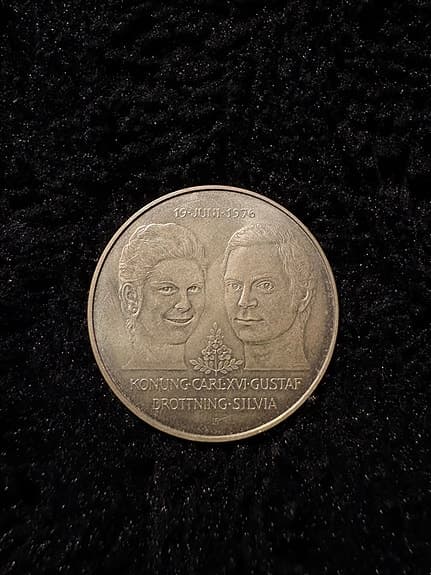 Minnesmynt 50 kr 1976 bröllop Carl XVI Gustaf och Silvia