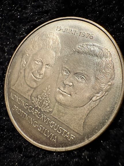 Minnesmynt 50 kr 1976 bröllop Carl XVI Gustaf och Silvia