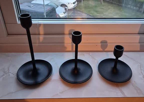 IKEA svarta ljusstakar i metall, set om 3