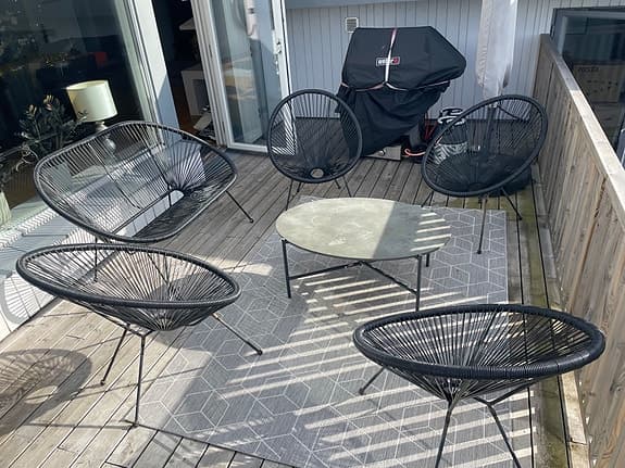 Modern loungegrupp för uteplats – soffa, 4 stolar & bord - OBS PRISSÄNKT