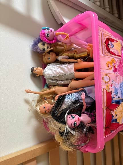Barbie dockor med rosa låda