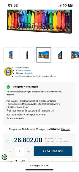 Samsung OM55B 4k digital signage 55” - nyskick (låga lystimmar)