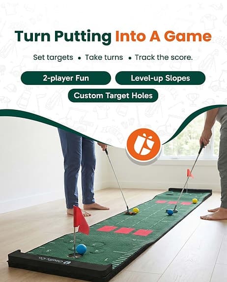 GoSports Golf Putter Game puttingmatta med klubbor och bollar