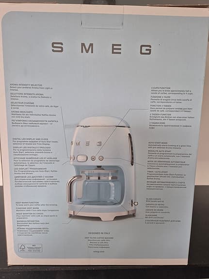 Smeg Kaffebryggare,vattenkokare och brödrost  svart