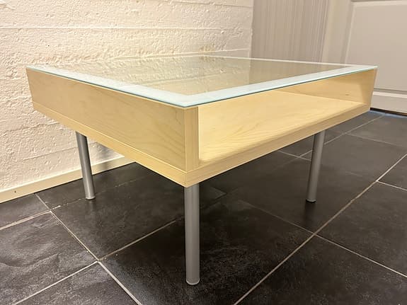 IKEA soffbord med glasbordsskiva björk