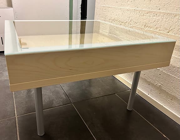 IKEA soffbord med glasbordsskiva björk