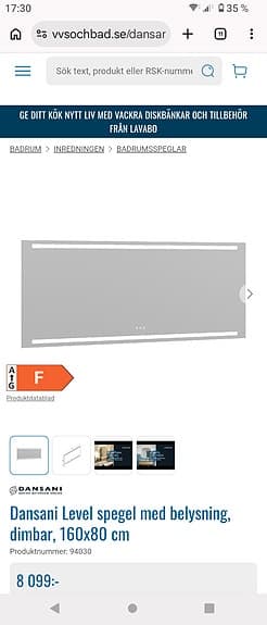Danzani Badrumsspegel 160*80cm
