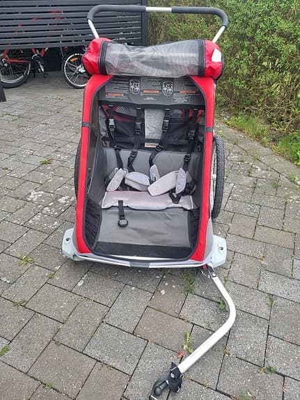 Thule cykelvagn barnvagn röd/grå