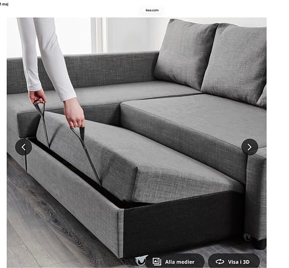 Bäddsoffa med schäslong från Ikea