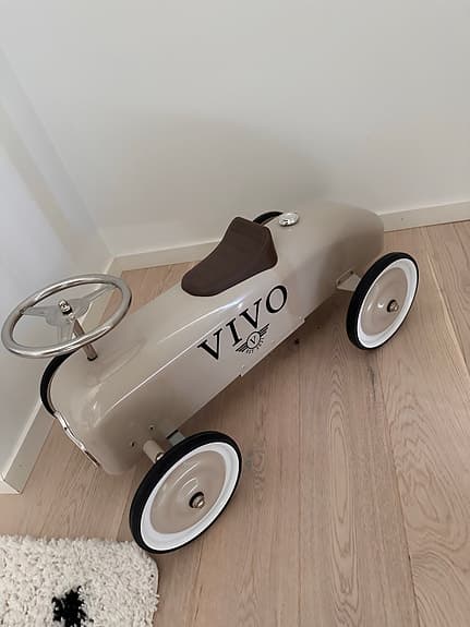 Sparkbil med namn, sand - Vintage